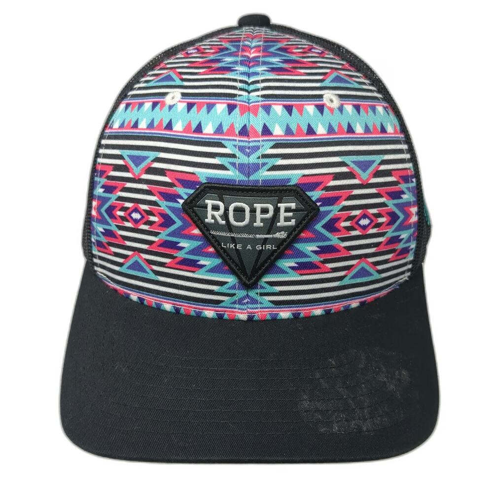 Hooey Trucker Hat Black One Size Rope Like A Girl Tribal Print Mesh Snapback